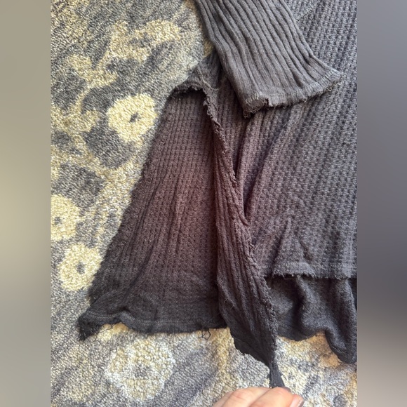 Free People Long Sleeve Raw Hem Black Tunic, S - Picture 13 of 16